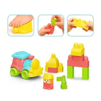 Dede Soft Blocks Train Set 24 Pcs 04122 - სათამაშო ასაწყობი კუბიკები, 3 image