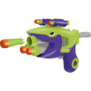 Shark Gun With Soft Bullets 15 cm Green - სათამაშო თოფი რბილი ტყვიებით