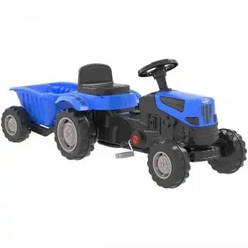 Pilsan 07 326 Active Pedal Operated Tractor With Trailer Blue - საბავშვო ტრაქტორი მისაბმელით