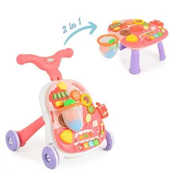 Moni Toys Walker 2in1 with basket pink HE0815 - საბავშვო ვოლქერი