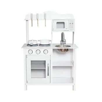 Classic Wooden Toy Kitchen Playset White - საბავშვო ხის სამზარეულო, 4 image