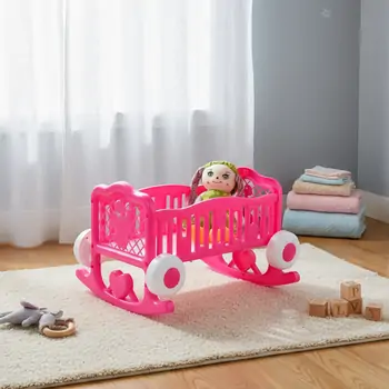 Doll With Wheeled Cradle - თოჯინა ბორბლებიანი საწოლით, 3 image
