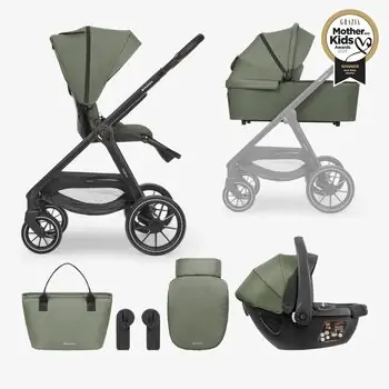 KikkaBoo Modena 4in1 With Carrycot Army Green საბავშვო ეტლის კომპლექტი + საჩუქარი ელექტრო შეზლონგი, 2 image