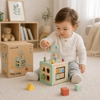 Tooky Toy Activity Play Cube - ხის განსავითარებელი სათამაშო