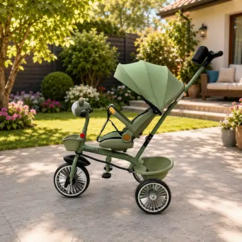 Verdi Tricycle Green With Music And Light - სასეირნო ველო-ეტლი, 4 image