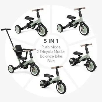 Kikkaboo Tricycle 5in1 Flip Army Green - სამ თვლიანი ველო-ეტლი, 6 image