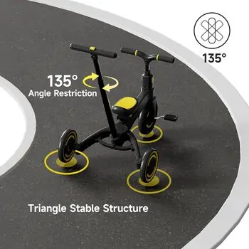 Flash Foldable Tricycle Yellow - სასეირნო დასაკეცი ველო-ეტლი, 4 image