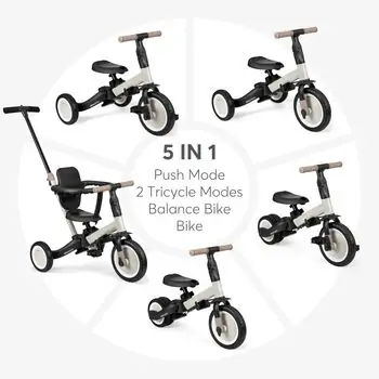 Kikkaboo Tricycle 5in1 Flip Beige - სამ თვლიანი ველო-ეტლი, 7 image