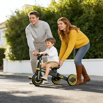 Flash Foldable Tricycle Yellow - სასეირნო დასაკეცი ველო-ეტლი, 8 image