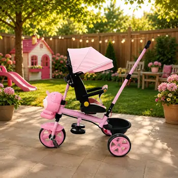 Bubble Tricycle Pink With Sound And Light - სასეირნო ველო-ეტლი, 3 image