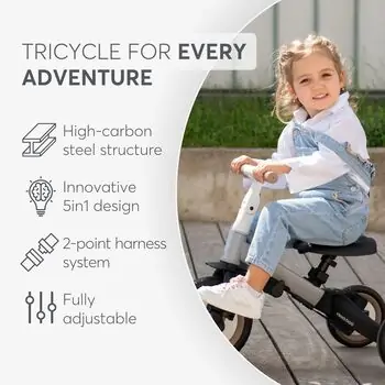 Kikkaboo Tricycle 5in1 Flip Beige - სამ თვლიანი ველო-ეტლი, 4 image