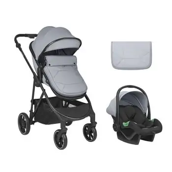 KikkaBoo Jean 3 In 1 Dark Grey - საბავშვო ეტლის კომპლექტი