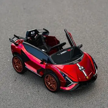 Lamborghini Sport Car Painted Wine Red - ელექტრო მანქანა კაუჩუკის საბურავებით, 3 image