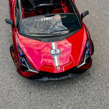 Lamborghini Sport Car Painted Wine Red - ელექტრო მანქანა კაუჩუკის საბურავებით, 10 image