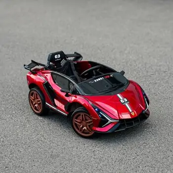Lamborghini Sport Car Painted Wine Red - ელექტრო მანქანა კაუჩუკის საბურავებით