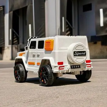 Mercedes Off Road Car White With Eva Wheels - ელექტრო მანქანა კაუჩუკის საბურავებით, 5 image