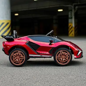 Lamborghini Sport Car Painted Wine Red - ელექტრო მანქანა კაუჩუკის საბურავებით, 7 image