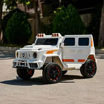 Mercedes Off Road Car White With Eva Wheels - ელექტრო მანქანა კაუჩუკის საბურავებით, 2 image