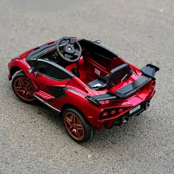 Lamborghini Sport Car Painted Wine Red - ელექტრო მანქანა კაუჩუკის საბურავებით, 14 image