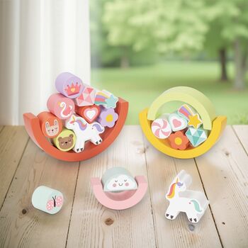 Wooden Unicorn Balance Stacker - ხის უნიქორნის საბალანსო ფაზლი, 4 image