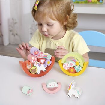 Wooden Unicorn Balance Stacker - ხის უნიქორნის საბალანსო ფაზლი