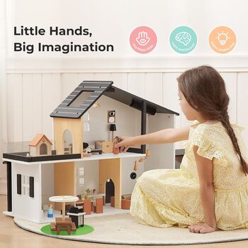 Wooden Dollhouse With Accessories - სათამაშო ხის სახლი, 8 image