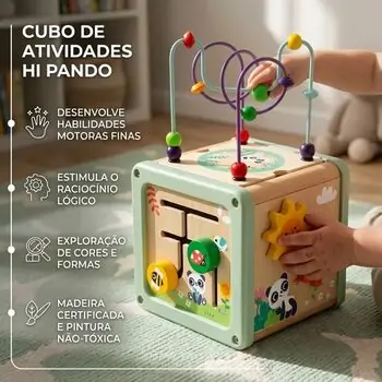 Hi Pando 5-in-1 Educational Creative Wooden Activity Cube - ხის განსავითარებელი სათამაშო, 2 image