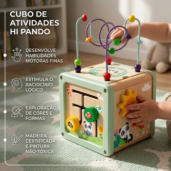 Hi Pando 5-in-1 Educational Creative Wooden Activity Cube - ხის განსავითარებელი სათამაშო, 2 image