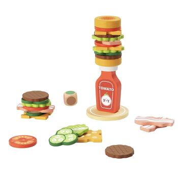 Wooden Hamburger Balance Game - ხის სათამაშო ჰამბურგერის ბალანსი, 3 image