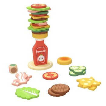 Wooden Hamburger Balance Game - ხის სათამაშო ჰამბურგერის ბალანსი, 5 image