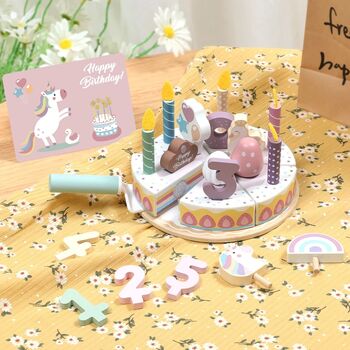 Wooden Montessori Cutting Cake - სათამაშო ხის დასაჭრელი ტორტი, 5 image