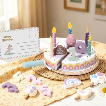 Wooden Montessori Cutting Cake - სათამაშო ხის დასაჭრელი ტორტი
