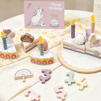 Wooden Montessori Cutting Cake - სათამაშო ხის დასაჭრელი ტორტი, 7 image