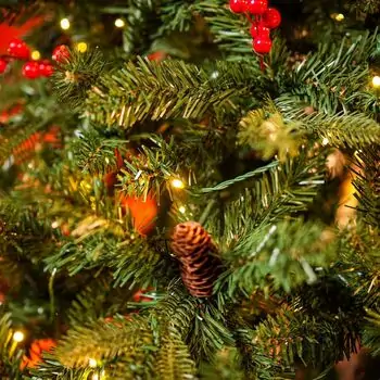 Christmas Tree With Mixed Silicone Needles, Lights, Pine Cones And Berries PE+PVC 210 CM  - ნაძვის ხე შერეული სილიკონის წიწვებით განათებით,გირჩით და კენკრით, 5 image