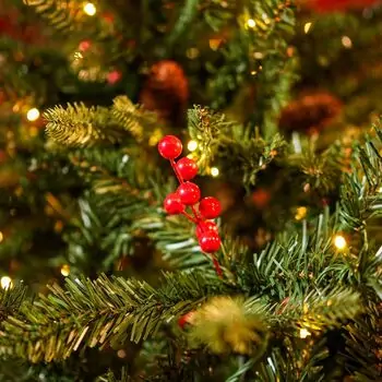 Christmas Tree With Mixed Silicone Needles, Lights, Pine Cones And Berries PE+PVC 210 CM  - ნაძვის ხე შერეული სილიკონის წიწვებით განათებით,გირჩით და კენკრით, 10 image
