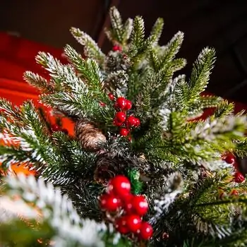 Christmas Tree With Mixed Silicone Needle, Pine Cones And Berries PE+PVC 210 CM - ნაძვის ხე შერეული სილიკონის წიწვებით, გირჩით და კენკრით, 3 image