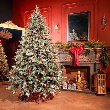 Christmas Tree With Mixed Silicone Needle, Pine Cones And Berries PE+PVC 210 CM - ნაძვის ხე შერეული სილიკონის წიწვებით, გირჩით და კენკრით