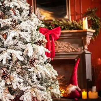 Snow-Covered Christmas Tree With Pine Cones საახალწლო ნაძვის ხე დათოვლილი ტოტებით და გირჩით 210 სმ (OT2083), 3 image