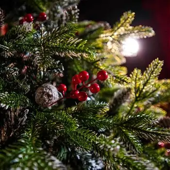 Christmas Tree With Mixed Silicone Needle, Pine Cones And Berries PE+PVC 210 CM - ნაძვის ხე შერეული სილიკონის წიწვებით, გირჩით და კენკრით, 4 image