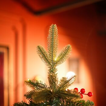 Christmas Tree With Mixed Silicone Needles, Lights, Pine Cones And Berries PE+PVC 210 CM  - ნაძვის ხე შერეული სილიკონის წიწვებით განათებით,გირჩით და კენკრით, 11 image