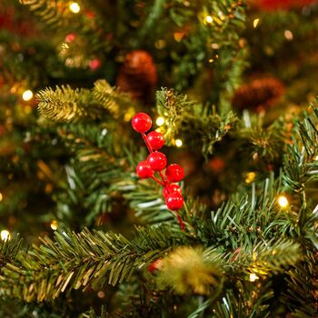 Christmas Tree With Mixed Silicone Needles, Lights, Pine Cones And Berries PE+PVC 210 CM  - ნაძვის ხე შერეული სილიკონის წიწვებით განათებით,გირჩით და კენკრით, 10 image