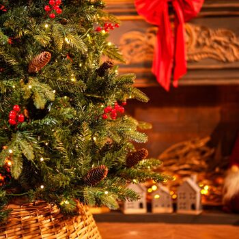 Christmas Tree With Mixed Silicone Needles, Lights, Pine Cones And Berries PE+PVC 210 CM  - ნაძვის ხე შერეული სილიკონის წიწვებით განათებით,გირჩით და კენკრით, 6 image