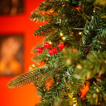 Christmas Tree With Mixed Silicone Needles, Lights, Pine Cones And Berries PE+PVC 210 CM  - ნაძვის ხე შერეული სილიკონის წიწვებით განათებით,გირჩით და კენკრით, 3 image