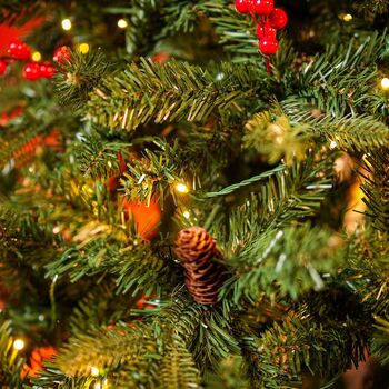 Christmas Tree With Mixed Silicone Needles, Lights, Pine Cones And Berries PE+PVC 210 CM  - ნაძვის ხე შერეული სილიკონის წიწვებით განათებით,გირჩით და კენკრით, 5 image