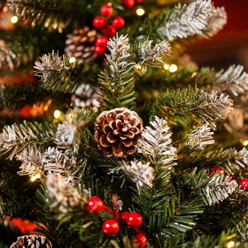 Christmas Tree With Pine Cones, Berries And Lights 210 CM - ნაძვის ხე გირჩით, კენკრით და განათებით, 3 image