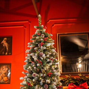 Christmas Tree With Pine Cones, Berries And Lights 210 CM - ნაძვის ხე გირჩით, კენკრით და განათებით, 6 image