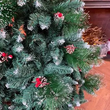 Merrywood Christmas Tree 180 CM With Pine Cones And Berries ნაძვის ხე დათოვლილი ბოლოებით გირჩით და კენკრით (OT024), 4 image