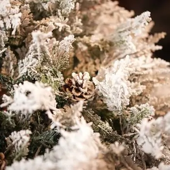 Snow-Covered Christmas Tree With Mixed Silicone Needle And Pine Cones PE+PVC 210 CM - დათოვლილი ნაძვის ხე შერეული სილიკონის წიწვებით და გირჩით, 10 image