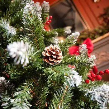 Winter Bloom Christmas Tree  210 CM With Snow-Covered Branches, Pine Cones And Berries - ნაძვის ხე დათოვლილი ბოლოებით, გირჩით და კენკრით, 9 image
