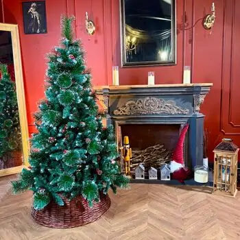Merrywood Christmas Tree 180 CM With Pine Cones And Berries ნაძვის ხე დათოვლილი ბოლოებით გირჩით და კენკრით (OT024)